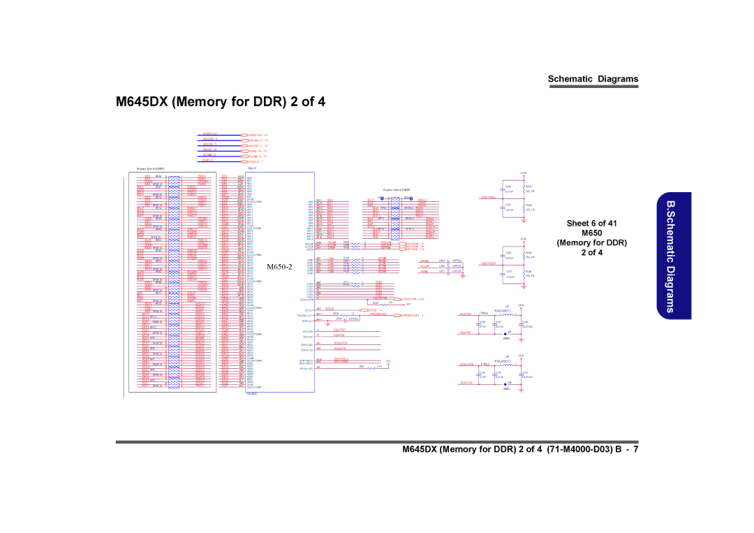 Clevo D410E manual M645DX Memory for DDR 2, Sheet 6 M650 Memory for DDR 