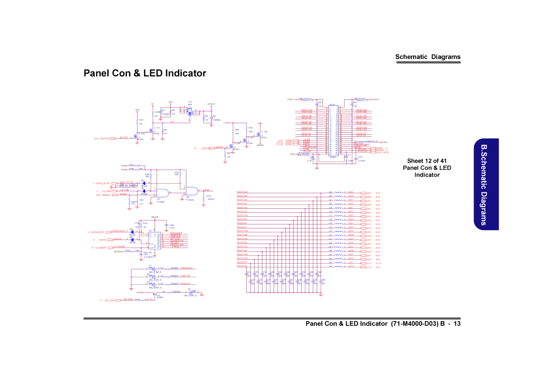 Clevo D410E manual Sheet 12 Panel Con & LED Indicator, Ledpwr, ACINLED24, LL2C 