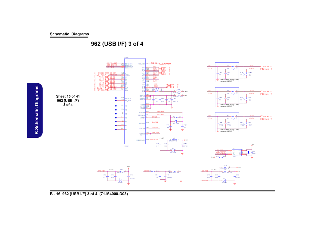 Clevo D410E manual USB I/F 3, Sheet 15 of 41 962 USB I/F 