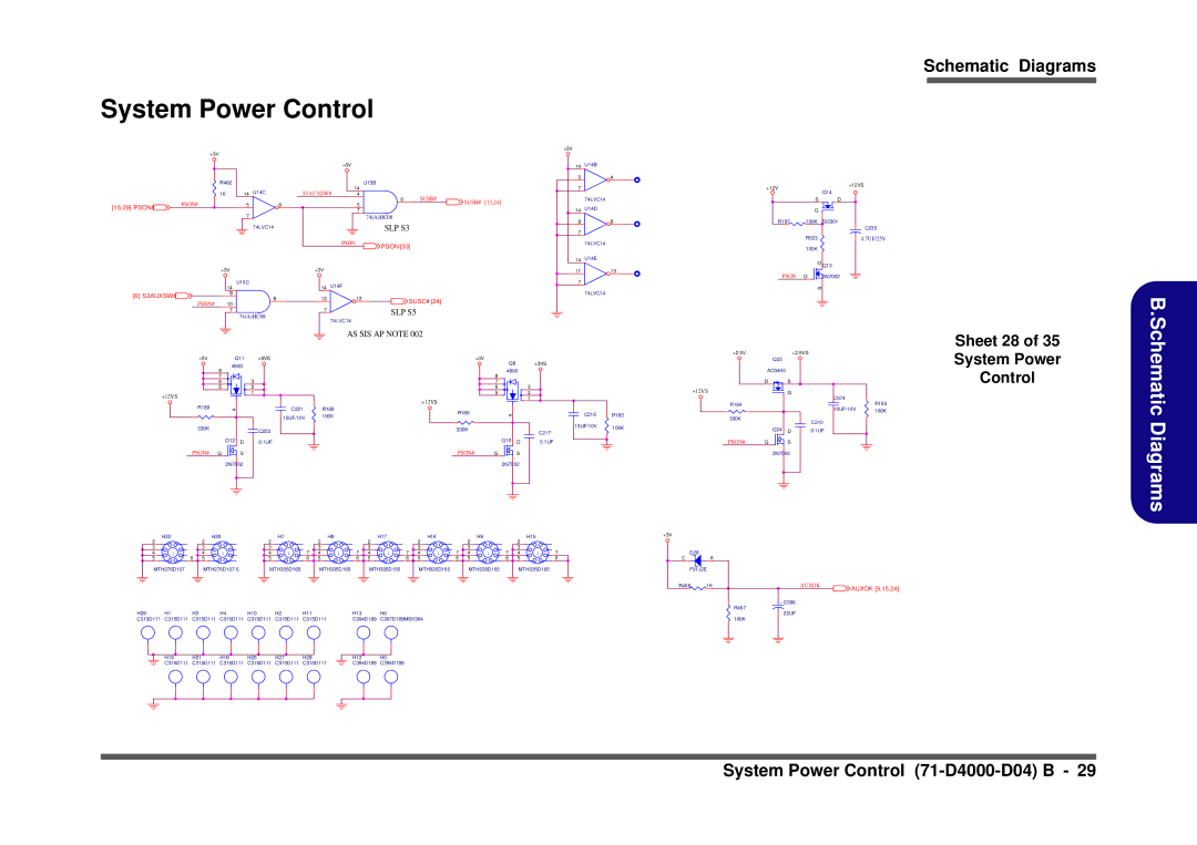 Clevo D410S service manual System Power Control, Sheet 28, Auxok 9,15,24 