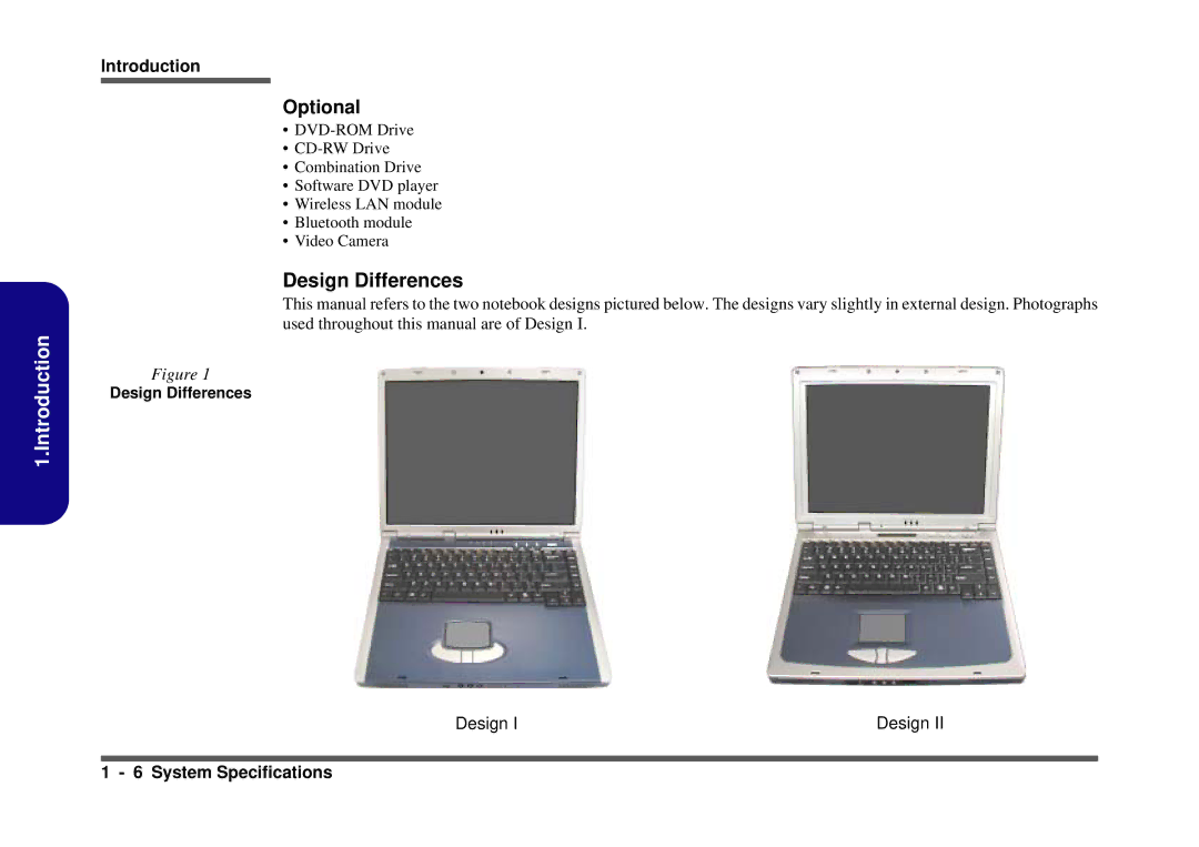 Clevo D410S service manual Design Differences 