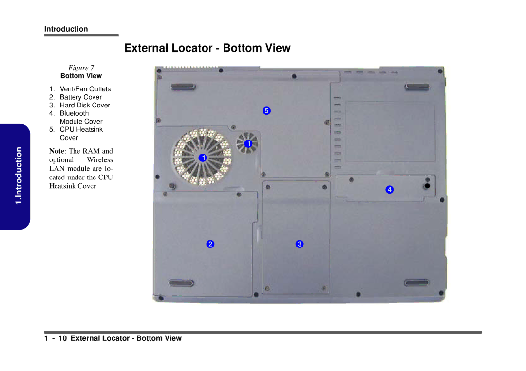 Clevo D410S service manual External Locator Bottom View 