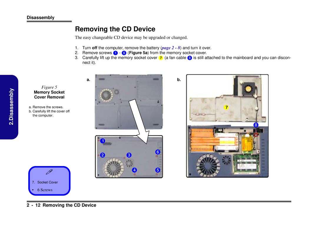 Clevo D410S service manual Removing the CD Device, Easy changeable CD device may be upgraded or changed 
