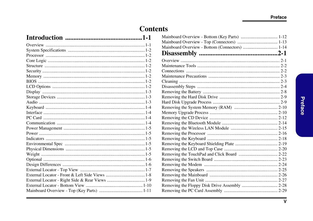 Clevo D410S service manual Contents 