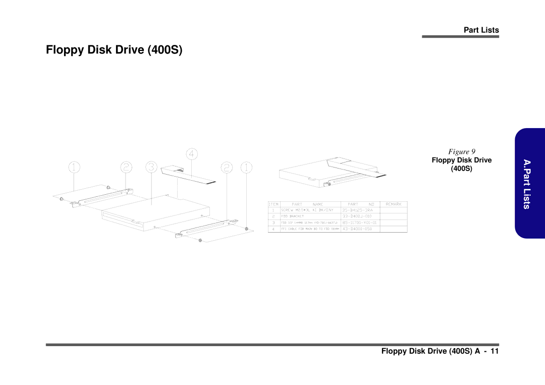 Clevo D410S service manual Floppy Disk Drive 400S 