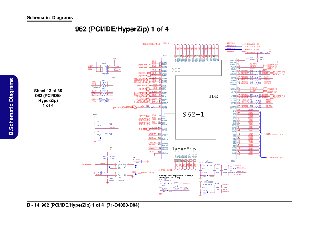 Clevo D410S service manual 962 PCI/IDE/HyperZip 1, Sheet 13 962 PCI/IDE HyperZip 