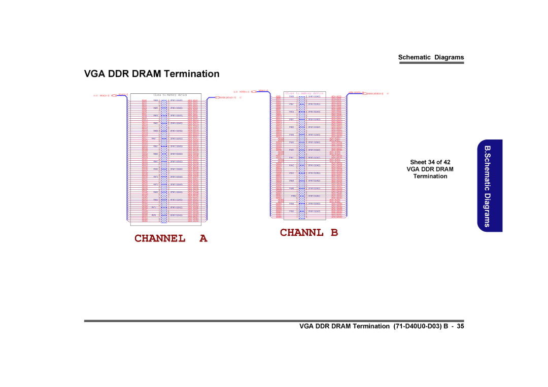 Clevo D480V manual VGA DDR Dram Termination, Sheet 34 