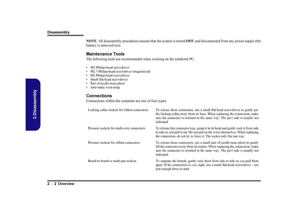 Clevo D480V manual Disassembly 