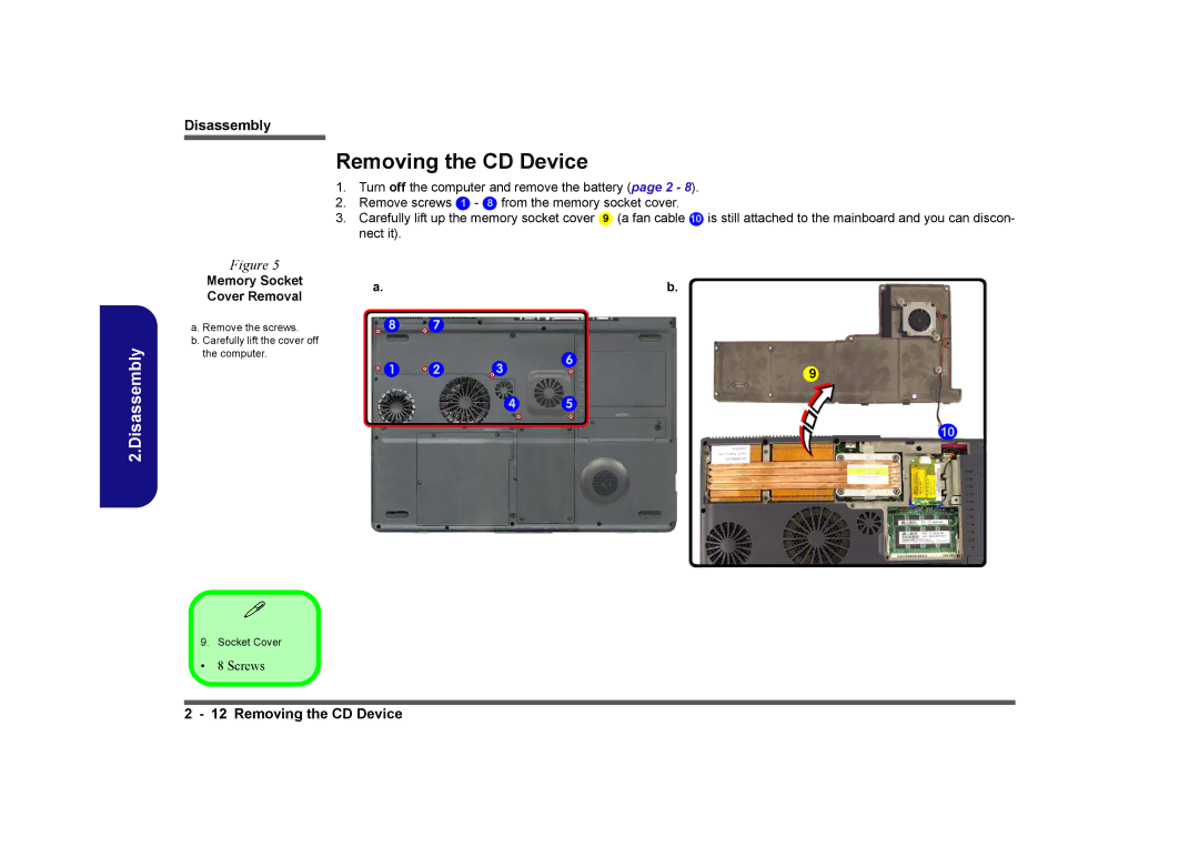 Clevo D480V manual Removing the CD Device 