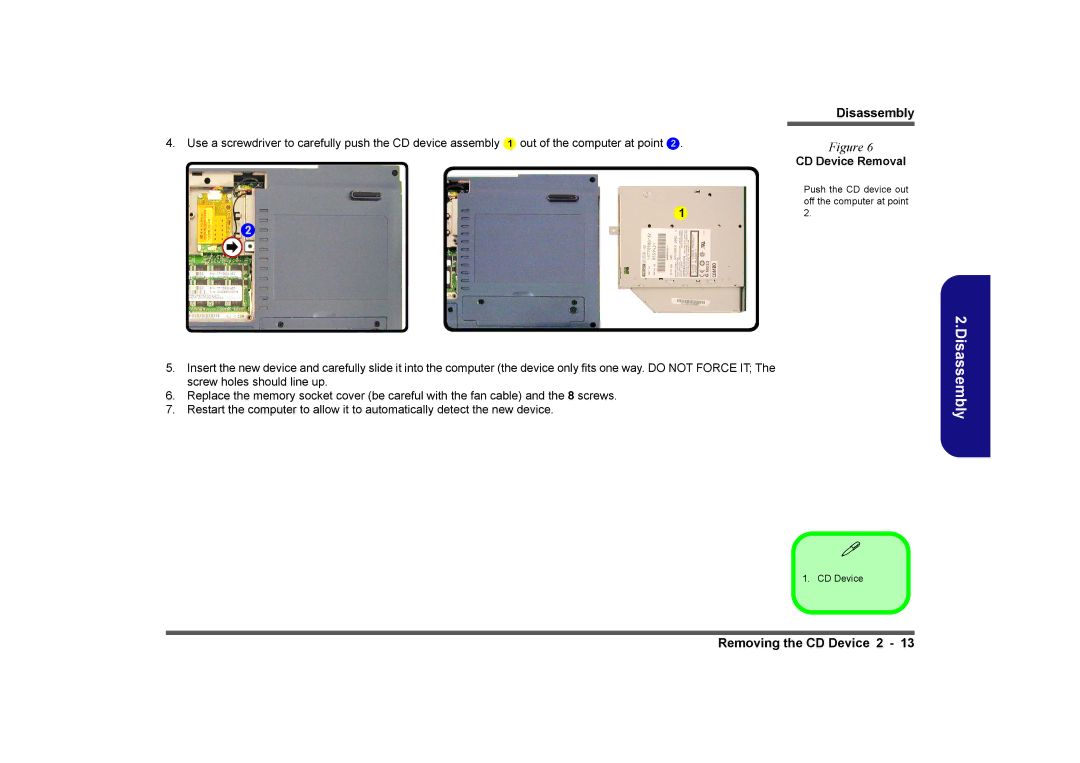 Clevo D480V manual CD Device Removal 