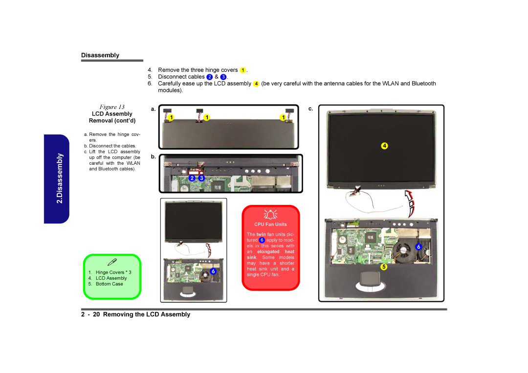 Clevo D480V manual LCD Assembly Removal cont’d, An elongated Heat Sink 