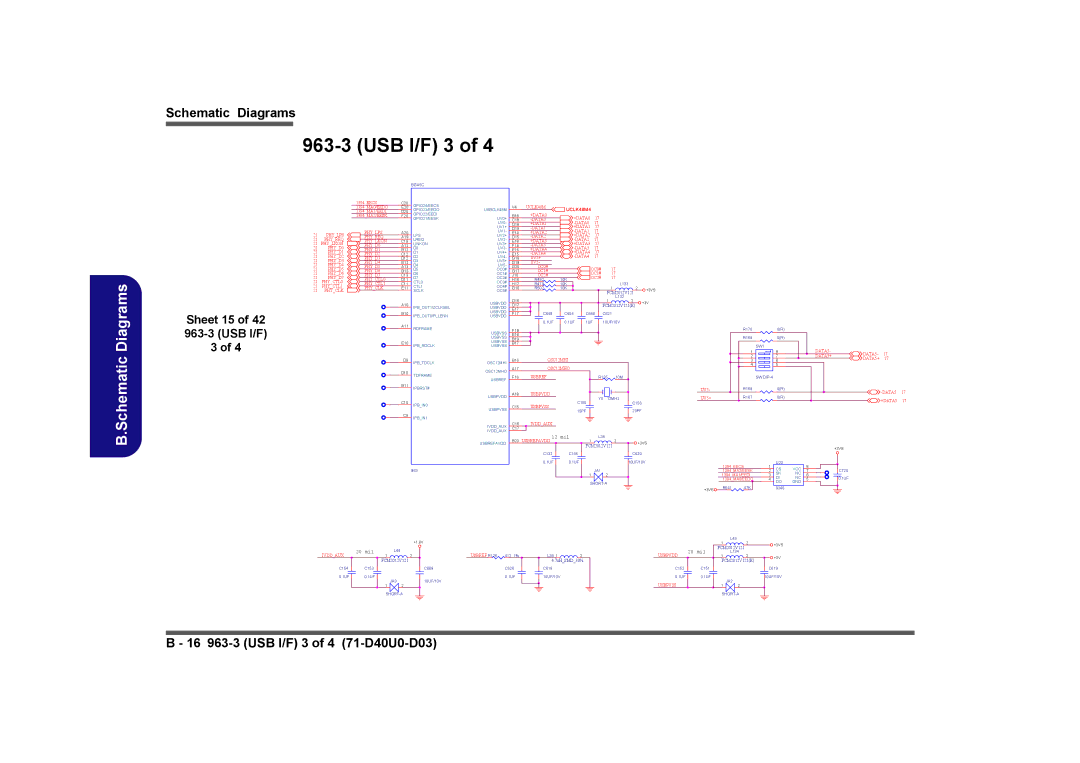 Clevo D480V manual USB I/F 3, Sheet 15 of 42 963-3 USB I/F, 1394MA2/EESK, 1394MA0/EEDO 