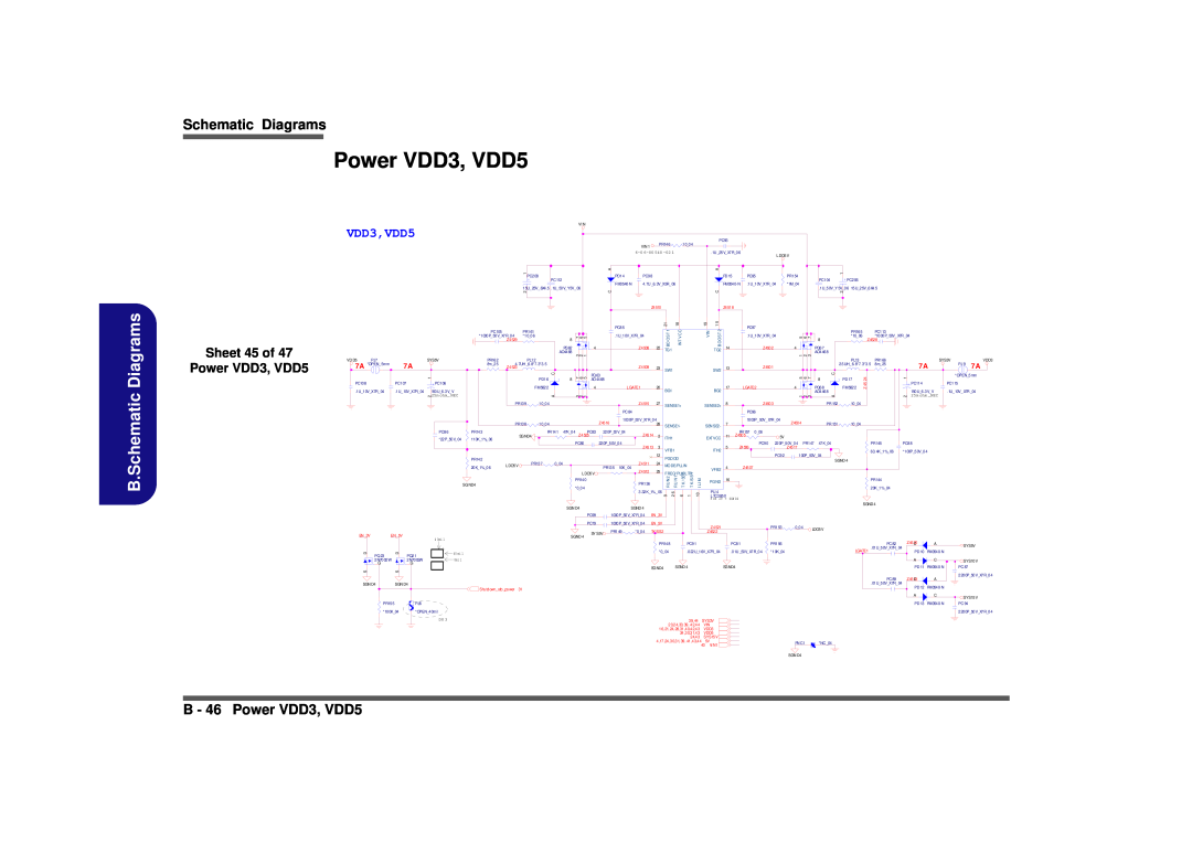 Clevo D900F Schematic Diagrams, B - 46 Power VDD3, VDD5, VDD3,VDD5, Sheet 45 of Power VDD3, VDD5, B.Schematic 