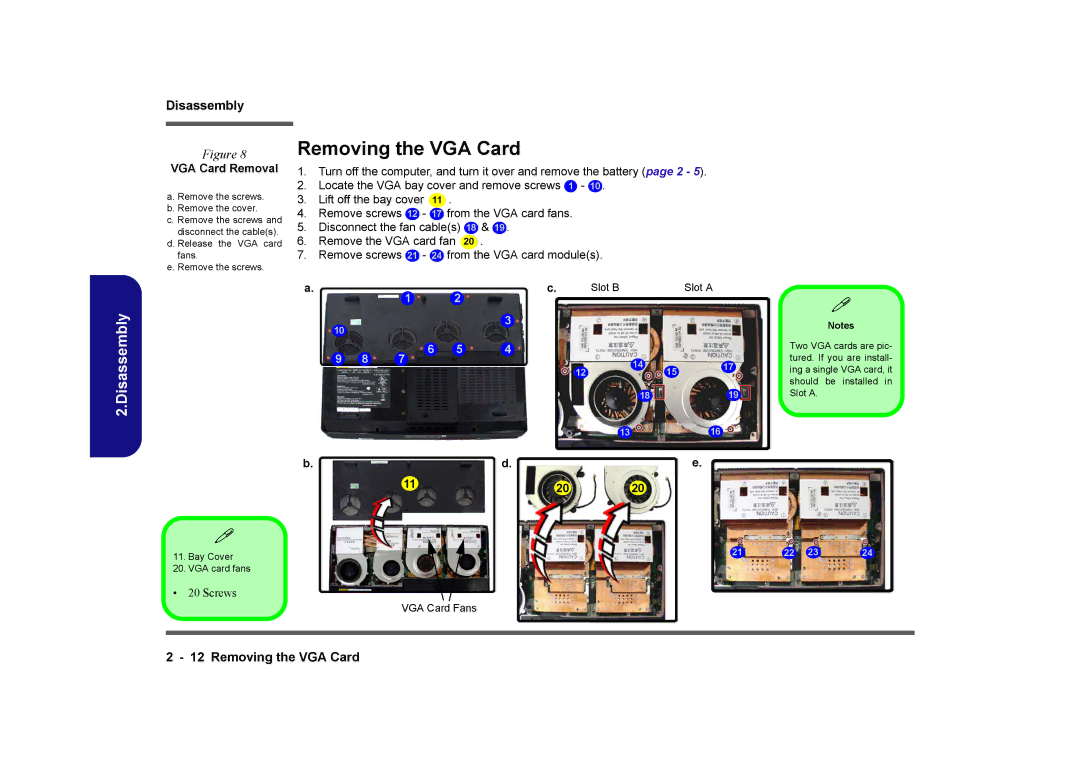 Clevo D901C manual Removing the VGA Card, VGA Card Removal 