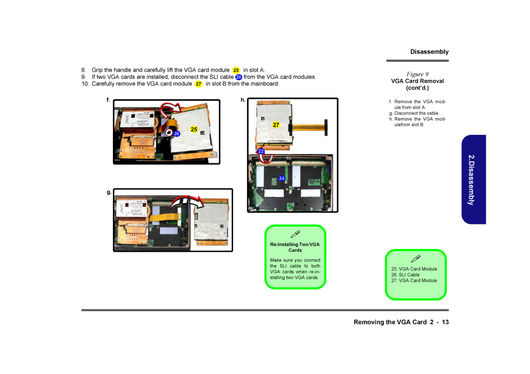 Clevo D901C manual VGA Card Removal Cont’d 