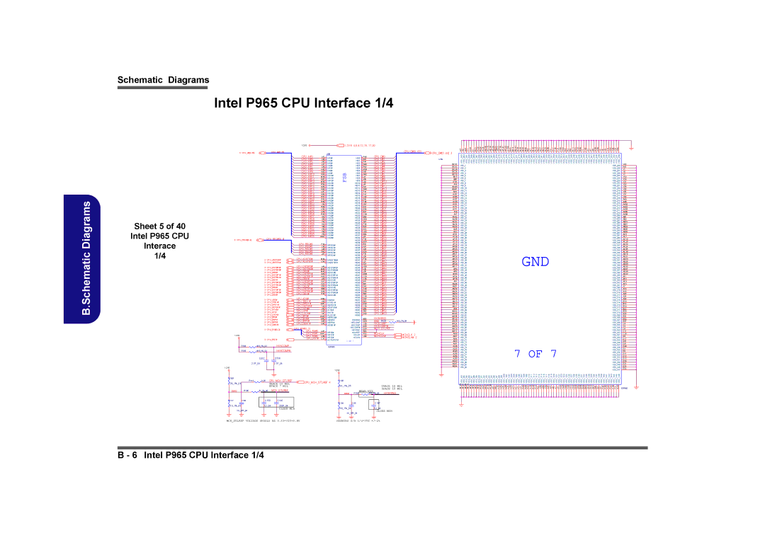 Clevo D901C manual Intel P965 CPU Interface 1/4, Sheet 5 Intel P965 CPU Interace 