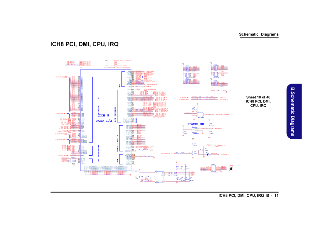 Clevo D901C manual ICH8 PCI, DMI, CPU, IRQ, Sheet 10 of 40 ICH8 PCI, DMI, Cpu, Irq 