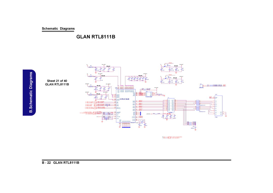 Clevo D901C manual Glan RTL8111B, Sheet 21 