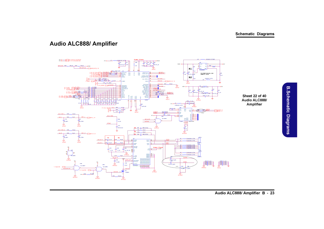 Clevo D901C manual Audio ALC888/ Amplifier, Sheet 22 Audio ALC888 Amplifier 