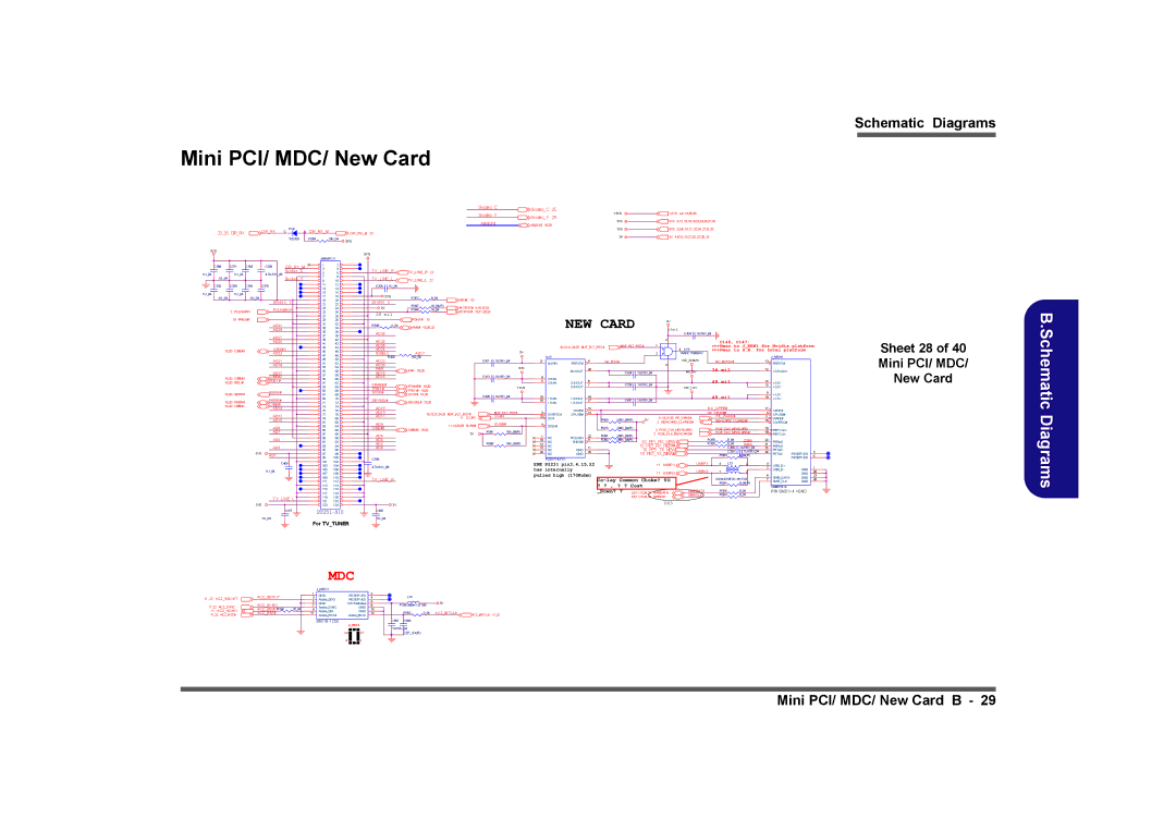 Clevo D901C manual Mini PCI/ MDC/ New Card, Sheet 28 Mini PCI/ MDC New Card 