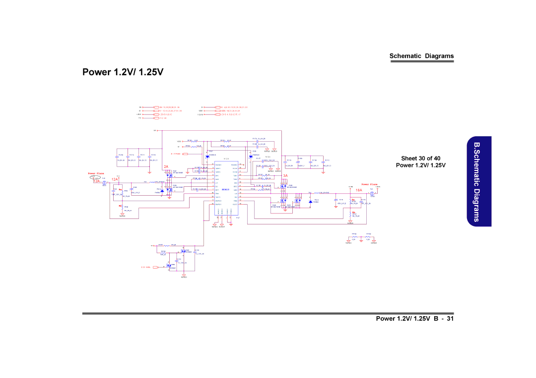 Clevo D901C manual Sheet 30 Power 1.2V, VDD5 19,23,26,31,33, 25VS 6,9,12 2VS 2VS 4..6,9,12,15..17, V1.2 