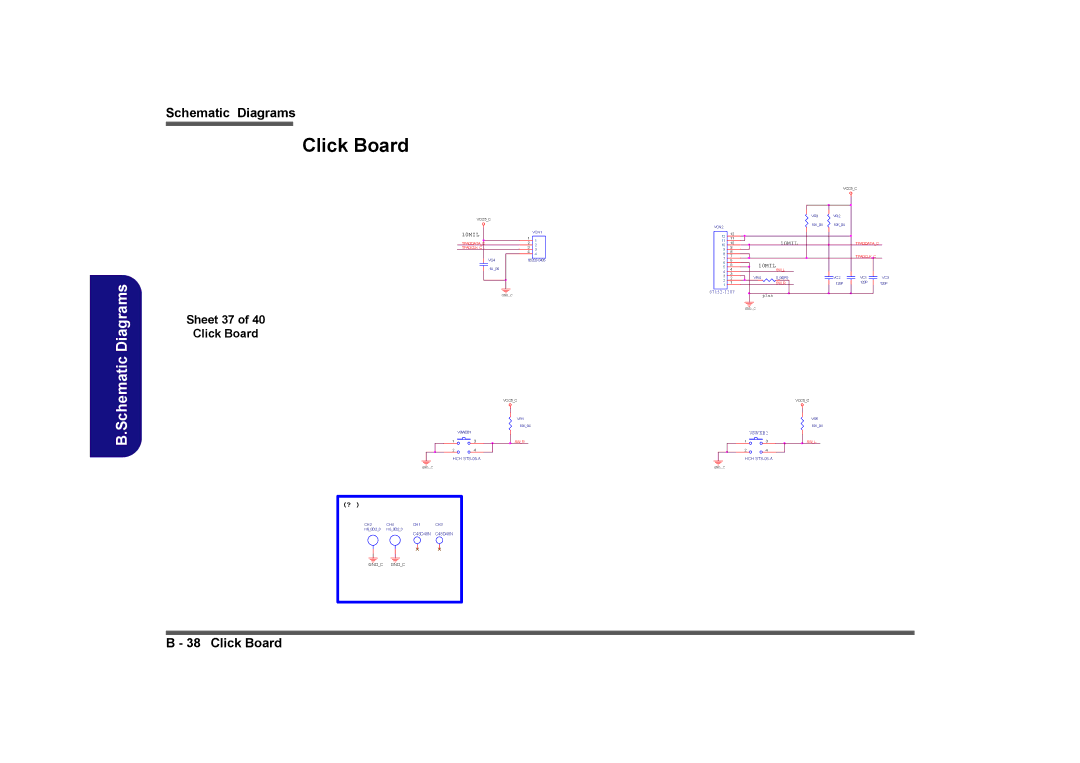 Clevo D901C manual Sheet 37 Click Board, Tpaddatac Tpadclkc, Swr, Swl 