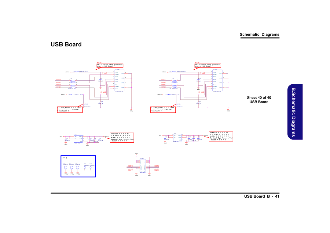 Clevo D901C manual Sheet 40 USB Board, USBP0F SBN0F SBP2F SBN2F, USBN4F USBP4F USBN6F USBP6F 