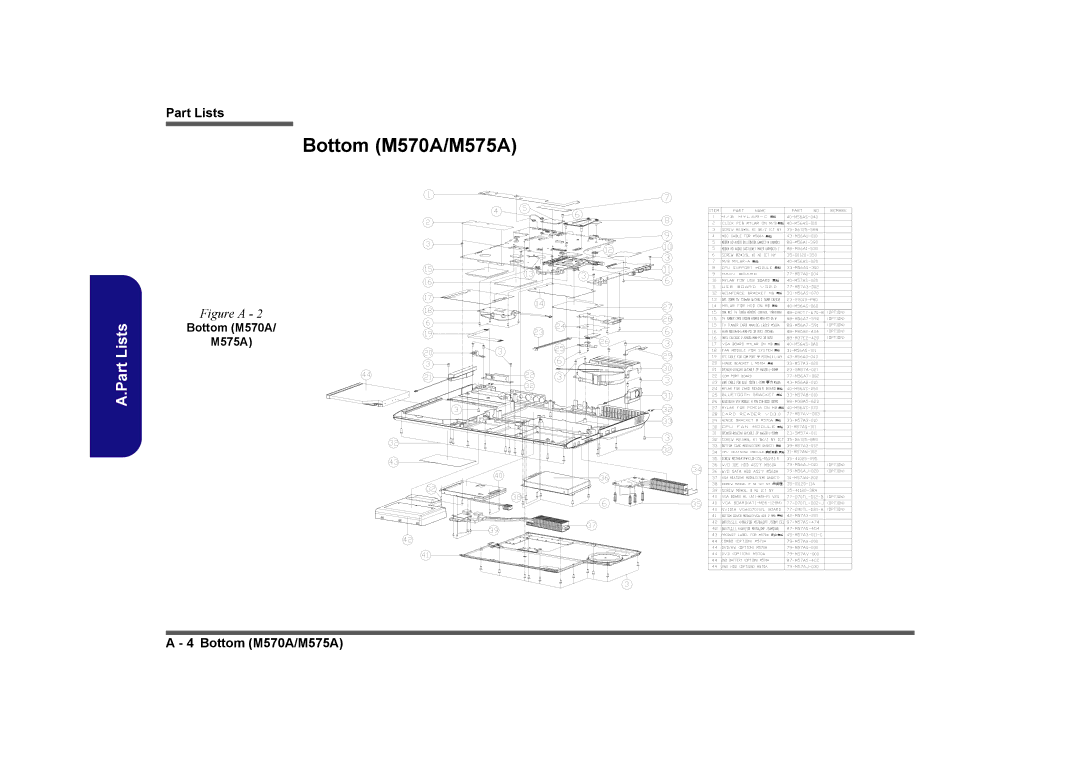 Clevo manual Bottom M570A/M575A, Bottom M570A M575A 