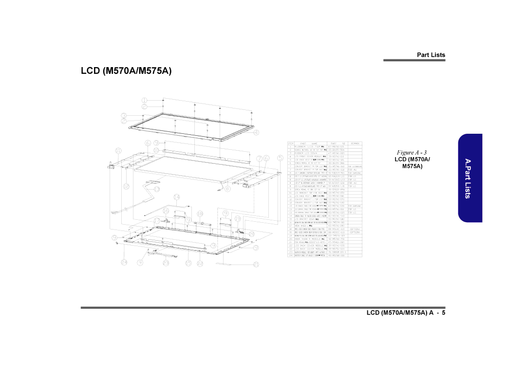 Clevo manual LCD M570A/M575A, LCD M570A M575A 