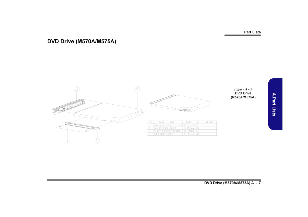 Clevo manual DVD Drive M570A/M575A 