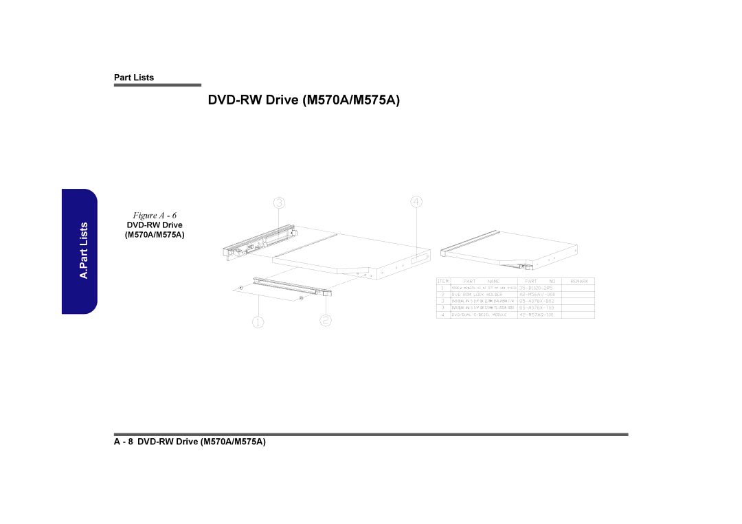 Clevo manual DVD-RW Drive M570A/M575A 