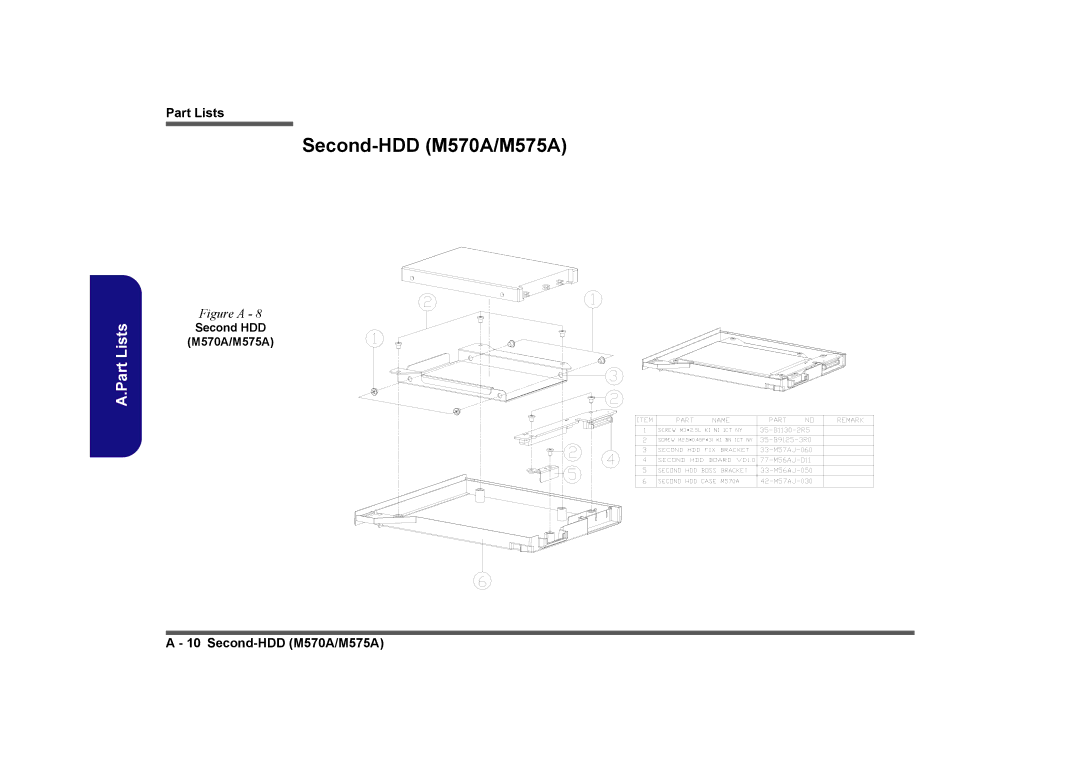 Clevo manual Second-HDD M570A/M575A, Second HDD M570A/M575A 