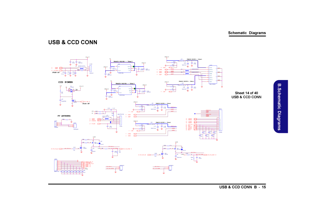 Clevo M575A manual USB & CCD Conn, Sheet 14 