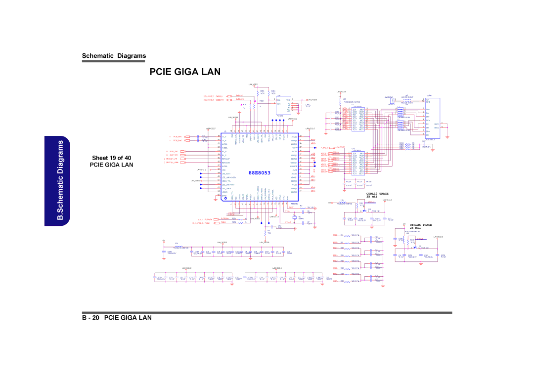 Clevo M575A manual Pcie Giga LAN, Sheet 19 