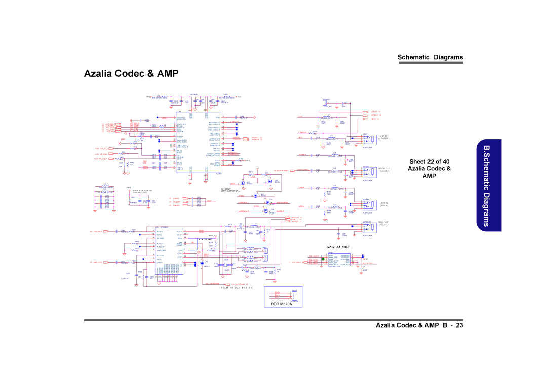 Clevo M575A manual Azalia Codec & AMP, Sheet 22 Azalia Codec, Amp 