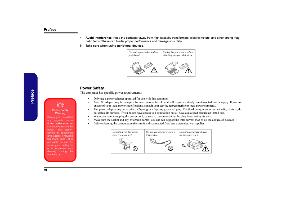 Clevo M575A manual Power Safety 