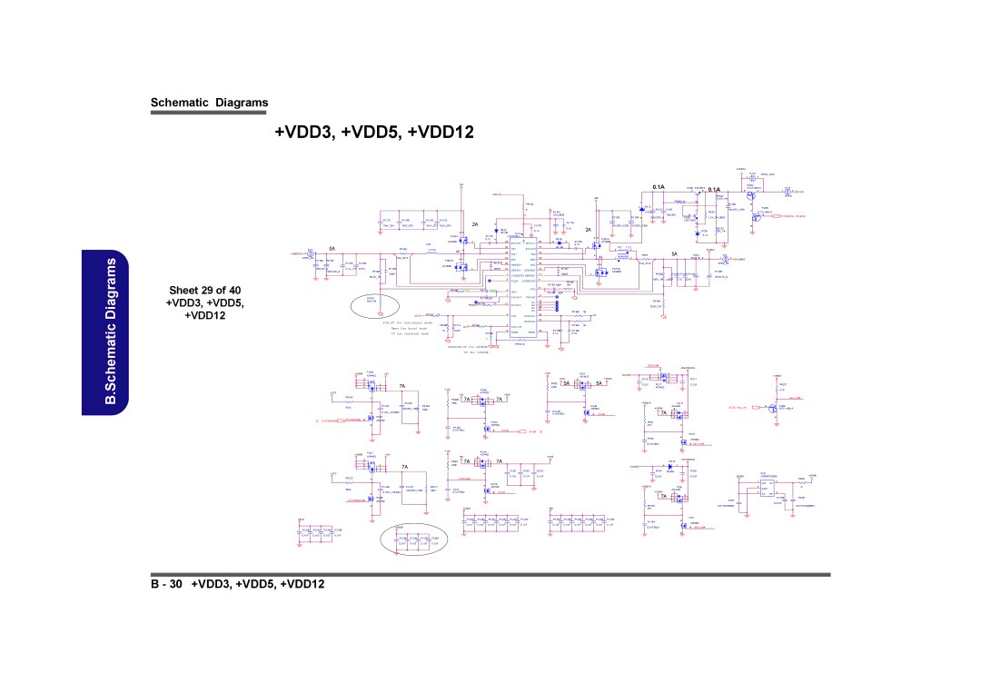 Clevo M575A manual Sheet 29 of 40 +VDD3, +VDD5, +VDD12 