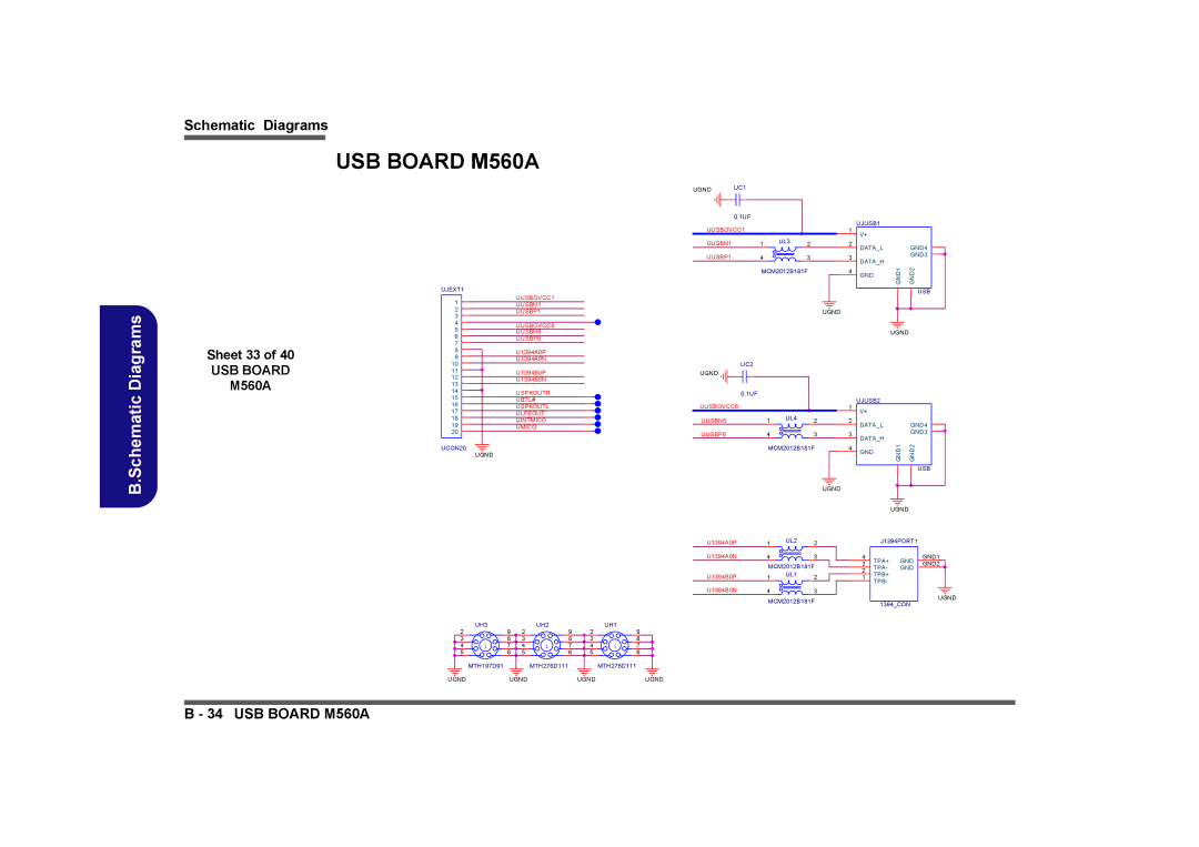 Clevo M575A manual USB Board M560A, Sheet 33 