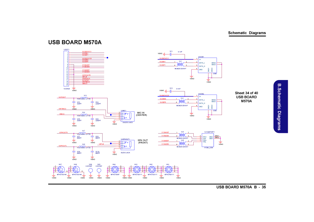 Clevo M575A manual USB Board M570A, Sheet 34 