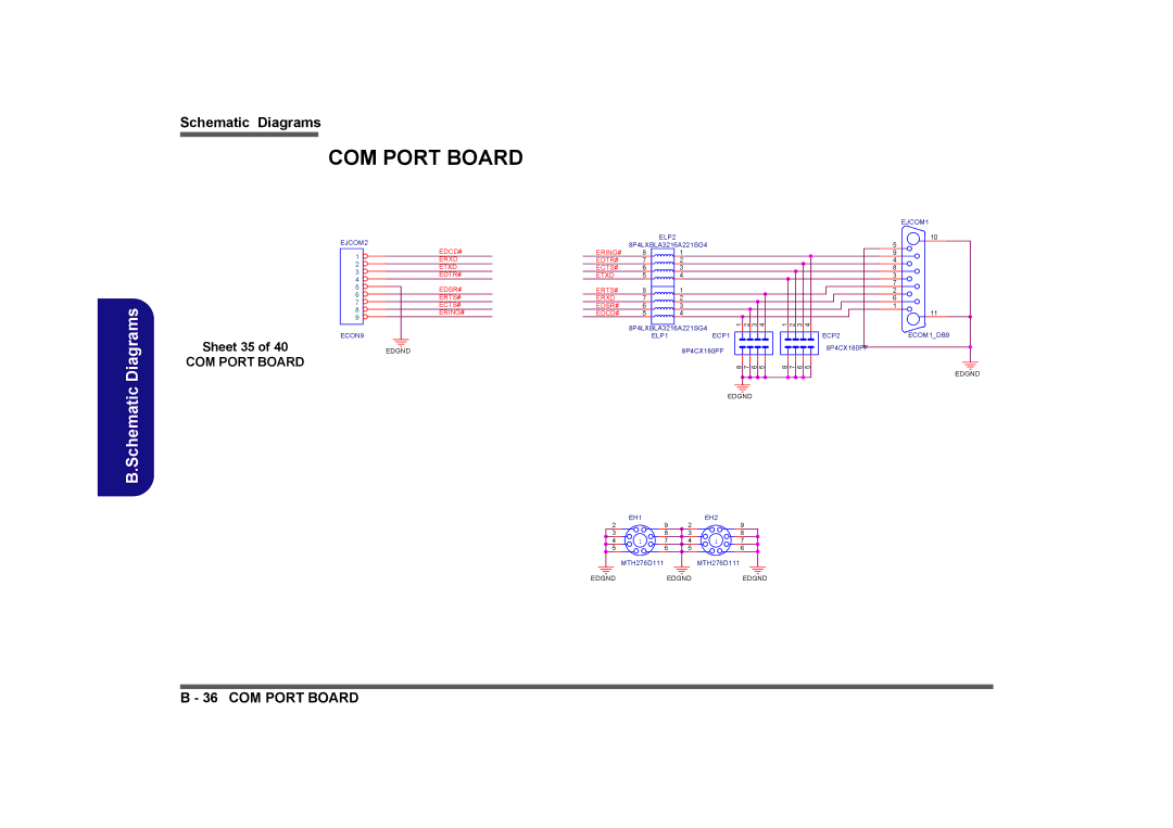 Clevo M575A manual COM Port Board, Sheet 35 