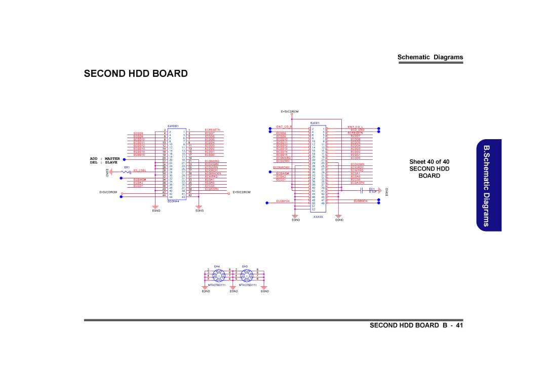 Clevo M575A manual Second HDD Board, Sheet 40 