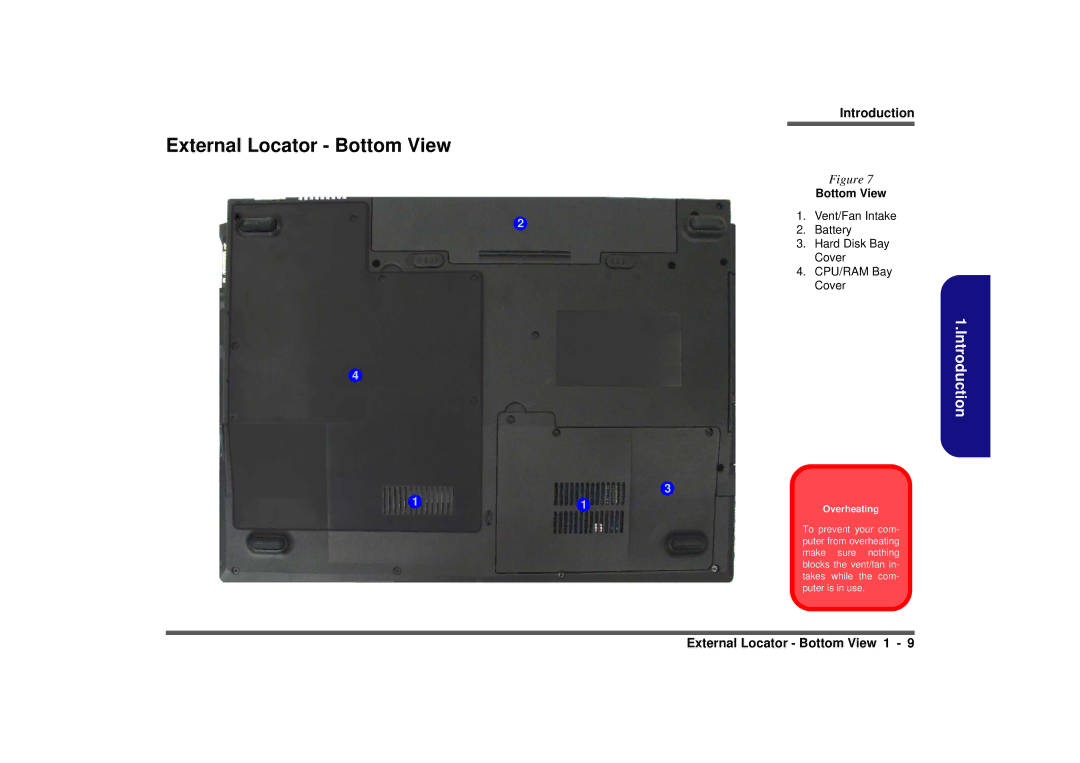 Clevo M665SE manual External Locator Bottom View 