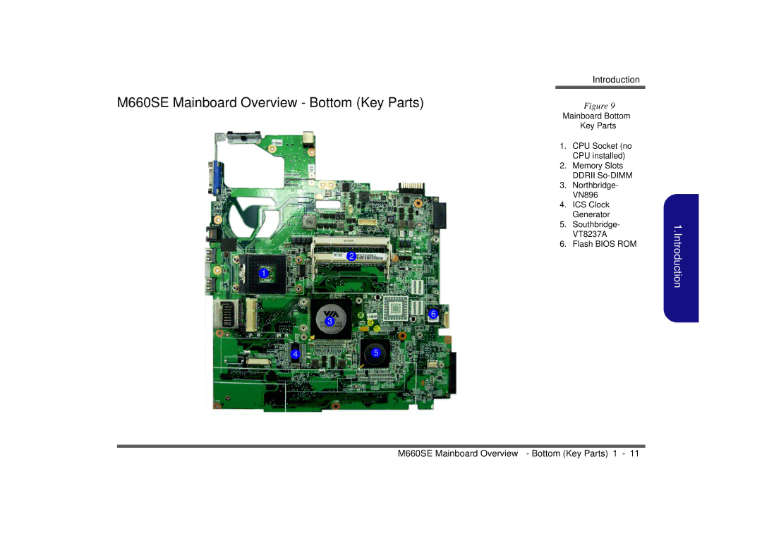 Clevo M665SE manual M660SE Mainboard Overview Bottom Key Parts, Mainboard Bottom Key Parts 