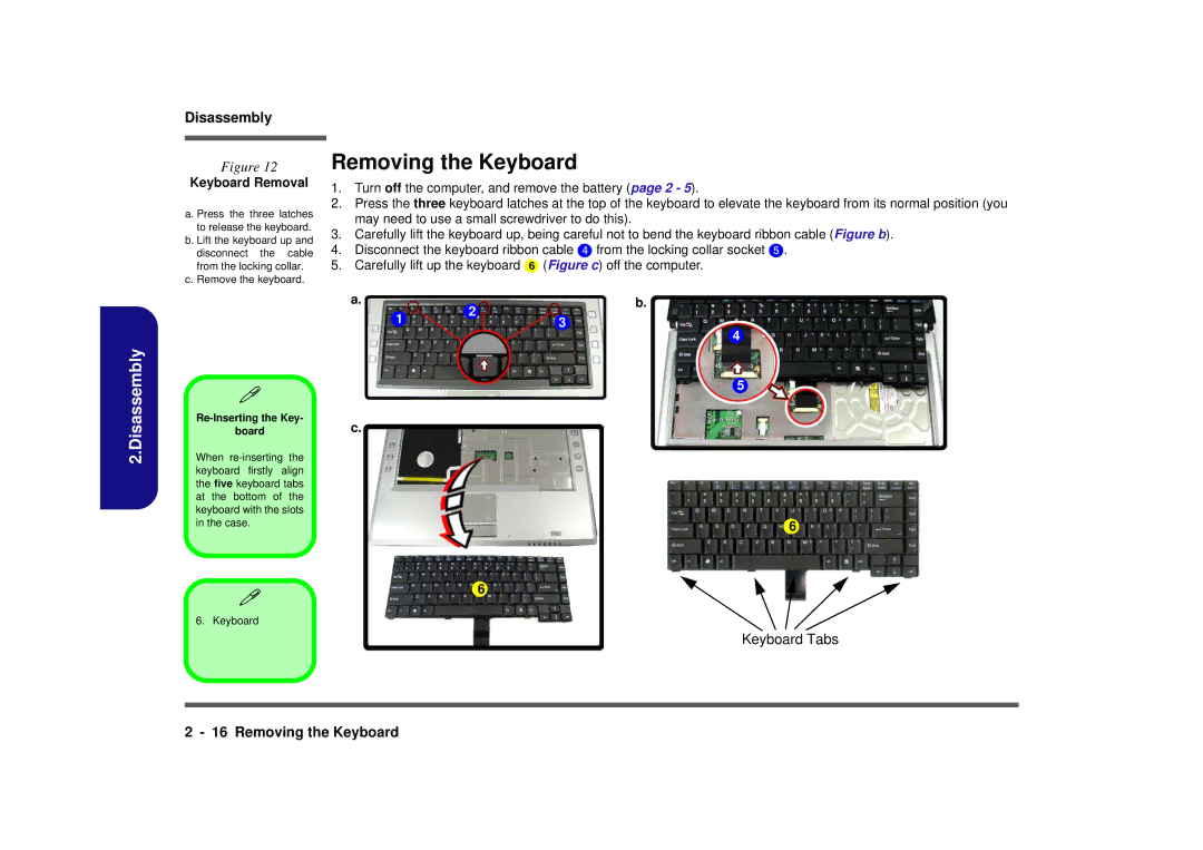 Clevo M665SE manual Removing the Keyboard, Keyboard Removal 