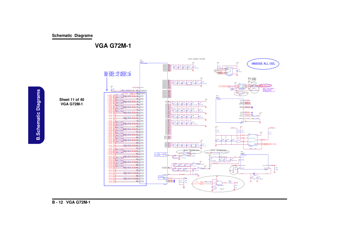 Clevo M665SE manual Sheet 11 of 40 VGA G72M-1 