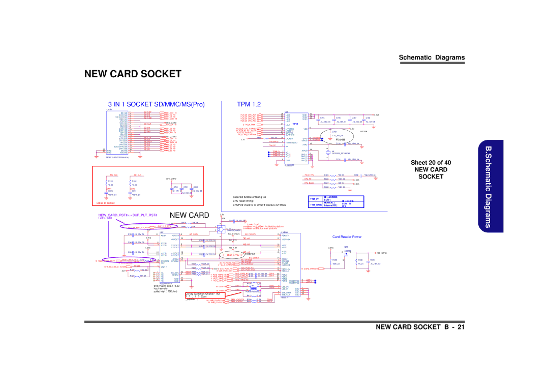 Clevo M665SE manual NEW Card Socket, Sheet 20 