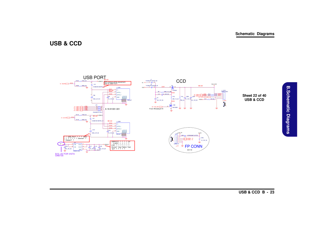 Clevo M665SE manual Usb & Ccd, Sheet 22, USB0+, Ccddet# 