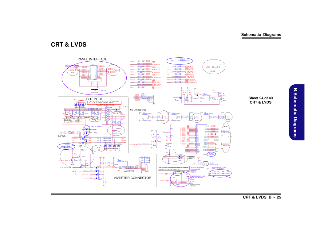 Clevo M665SE manual CRT & Lvds, Sheet 24 