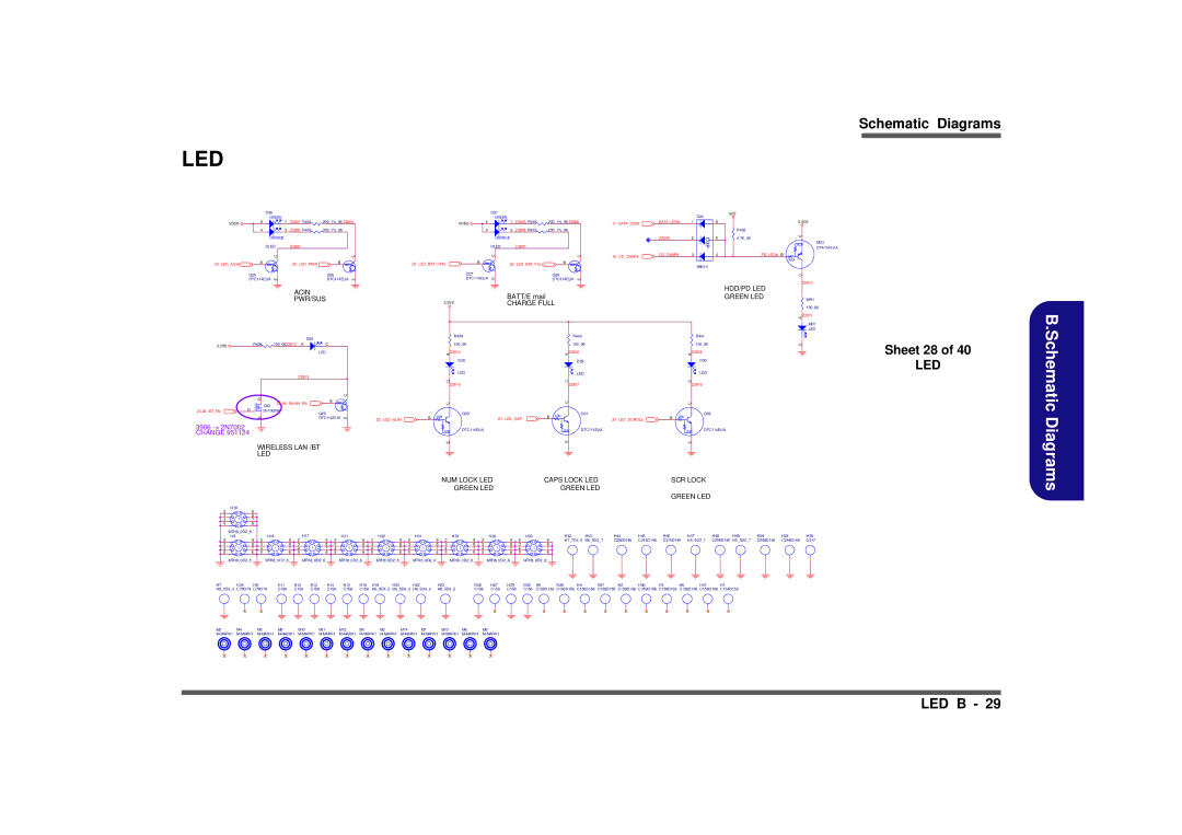 Clevo M665SE manual Led, Sheet 28 