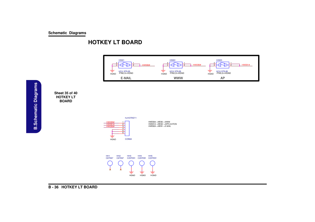 Clevo M665SE manual Hotkey LT Board, Sheet 35 